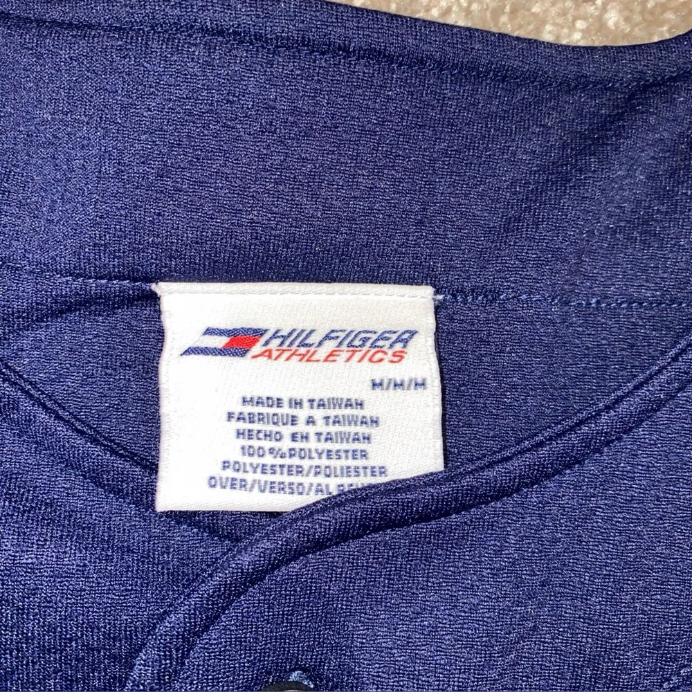 Vintage Tommy Hilfiger Baseball Jersey Size M‎ Blue Red Hilfiger Athletics